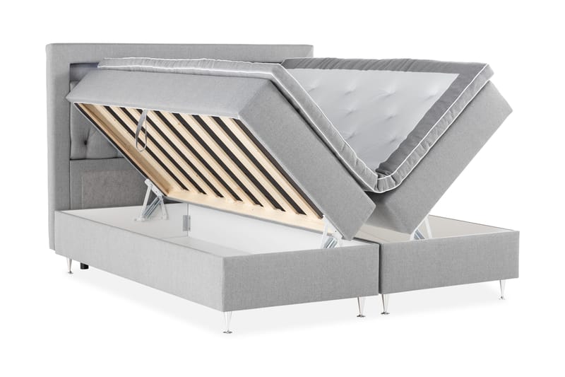 Alessia Förvaringssäng med LED-belysning 160x200 - Grå - Möbler - Säng - Sängar med förvaring