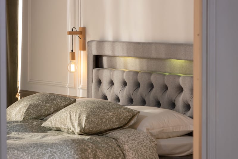 Alessia Förvaringssäng med LED-belysning 160x200 - Grå - Möbler - Säng - Sängar med förvaring