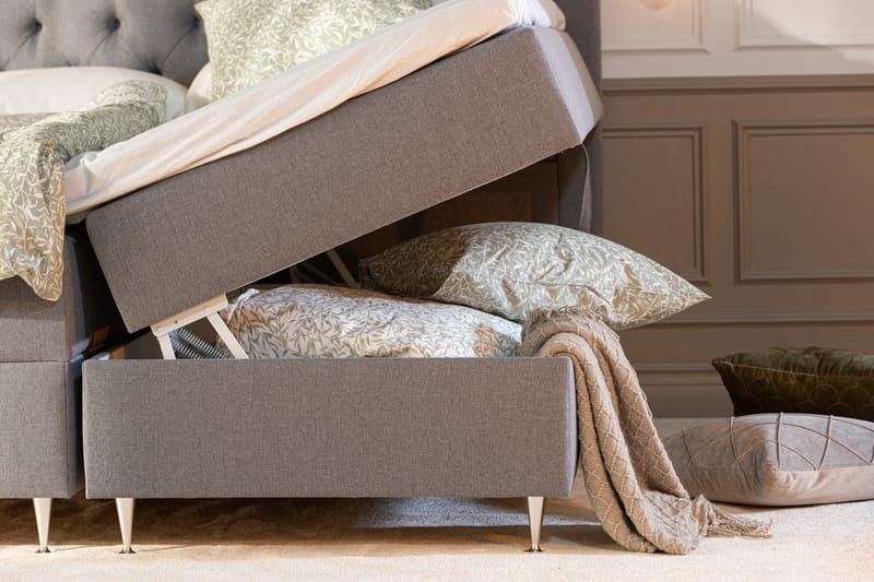 Alessia Förvaringssäng med LED-belysning 160x200 - Grå - Möbler - Säng - Sängar med förvaring