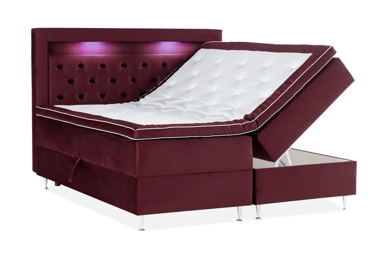 Alessia Förvaringssäng med LED-belysning 160x200 - Röd - Möbler - Säng - Sängar med förvaring