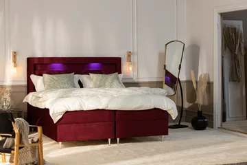 Alessia Förvaringssäng med LED-belysning 160x200 - Röd - Möbler - Säng - Sängar med förvaring