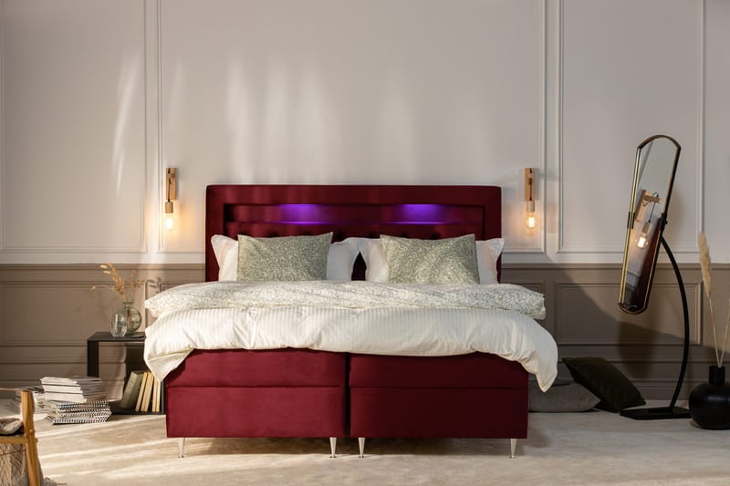 Alessia Förvaringssäng med LED-belysning 160x200 - Röd - Möbler - Säng - Sängar med förvaring