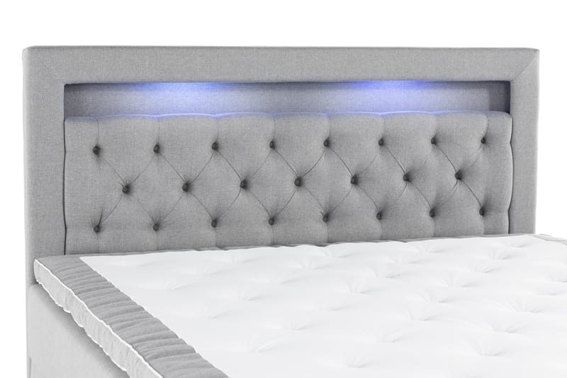Alessia Förvaringssäng med LED-belysning 180x200 - Grå - Enkelsäng - Sängar med förvaring - Dubbelsäng med förvaring - Enkelsäng med förvaring - Dubbelsäng - Familjesäng