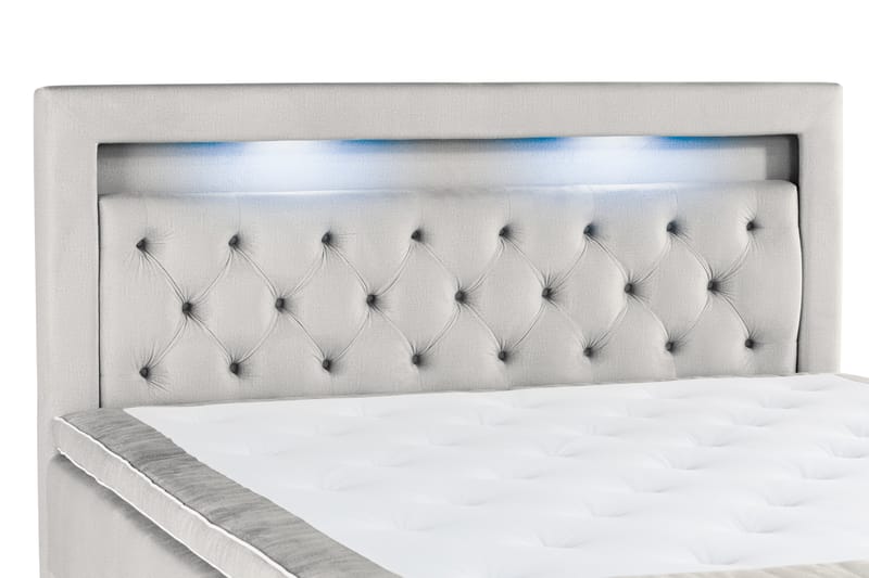 Alessia Förvaringssäng med LED-belysning 180x200 - Ljusgrå - Enkelsäng - Sängar med förvaring - Dubbelsäng med förvaring - Enkelsäng med förvaring - Dubbelsäng - Familjesäng