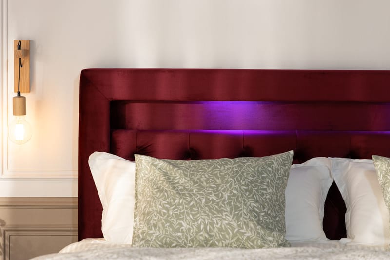 Alessia Förvaringssäng med LED-belysning 180x200 - Röd - Enkelsäng - Sängar med förvaring - Dubbelsäng med förvaring - Enkelsäng med förvaring - Dubbelsäng - Familjesäng