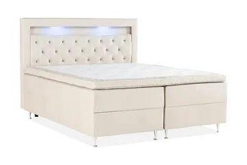 Alessia Komplett Sängpaket med Förvaring LED-belysning 160x200 cm - Biege - Möbler - Säng - Sängar med förvaring