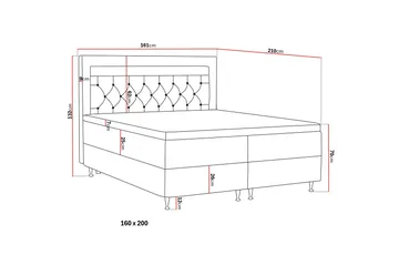 Alessia Komplett Sängpaket med Förvaring LED-belysning 160x200 cm - Ljusgrå - Möbler - Säng - Sängar med förvaring