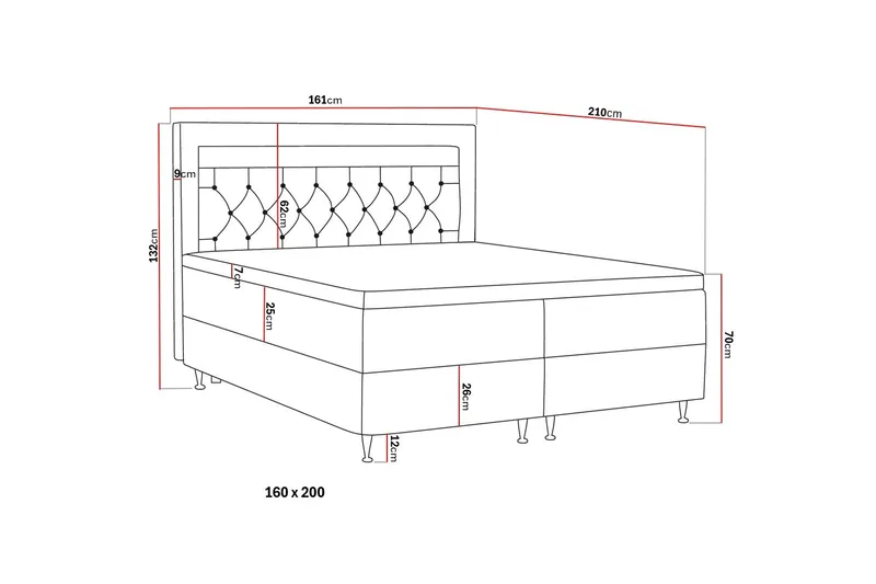 Alessia Komplett Sängpaket med Förvaring LED-belysning 160x200 cm - Ljusgrå - Möbler - Säng - Sängar med förvaring