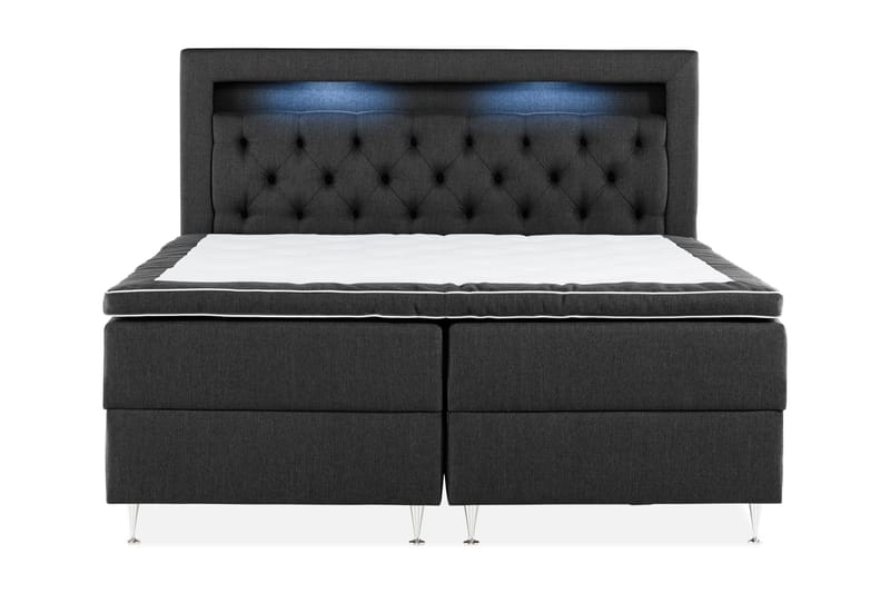 Alessia Komplett Sängpaket med Förvaring LED-belysning 160x200 cm - Svart - Möbler - Säng - Sängar med förvaring