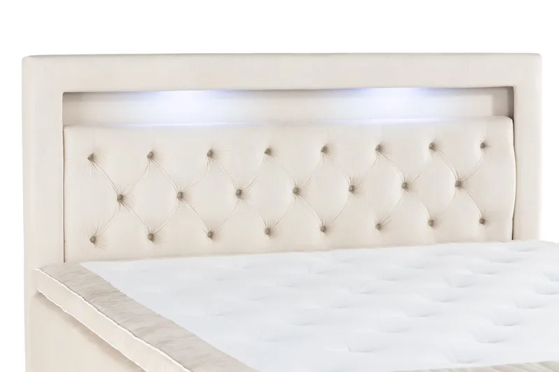 Alessia Komplett Sängpaket med Förvaring LED-belysning 180x200 cm - Beige - Möbler - Säng - Sängar med förvaring