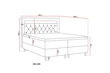 Alessia Komplett Sängpaket med Förvaring LED-belysning 180x200 cm - Beige - Möbler - Säng - Sängar med förvaring
