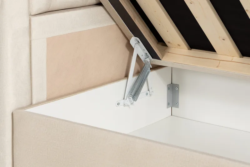 Alessia Komplett Sängpaket med Förvaring LED-belysning 180x200 cm - Beige - Möbler - Säng - Sängar med förvaring