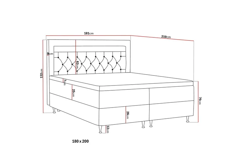 Alessia Komplett Sängpaket med Förvaring LED-belysning 180x200 cm - Grå / Ljusgrå - Möbler - Säng - Sängar med förvaring