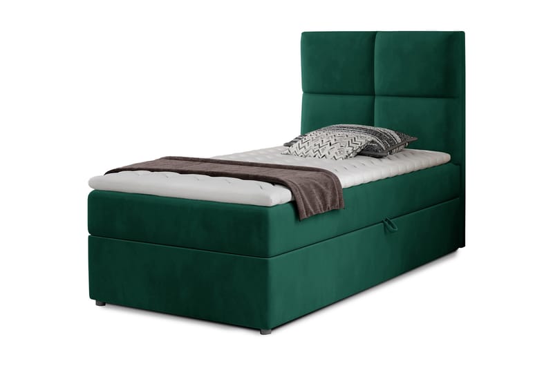 Arcore Förvaringssäng 90x200cm Rutad - Grön - Sängar med förvaring - Enkelsäng med förvaring