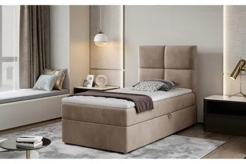 Arcore Förvaringssäng 90x200cm Rutad - Ljusbrun - Möbler - Säng - Sängar med förvaring