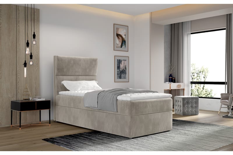 Arcore Förvaringssäng 90x200cm Vertikal Söm - Beige - Möbler - Säng - Sängar med förvaring