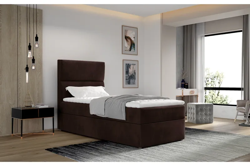 Arcore Förvaringssäng 90x200cm Vertikal Söm - Brun - Möbler - Säng - Sängar med förvaring