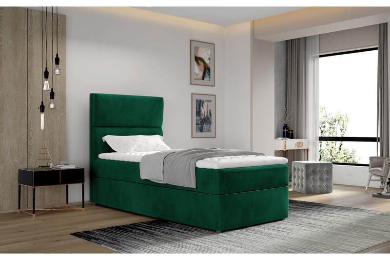 Arcore Förvaringssäng 90x200cm Vertikal Söm - Grön - Möbler - Säng - Sängar med förvaring