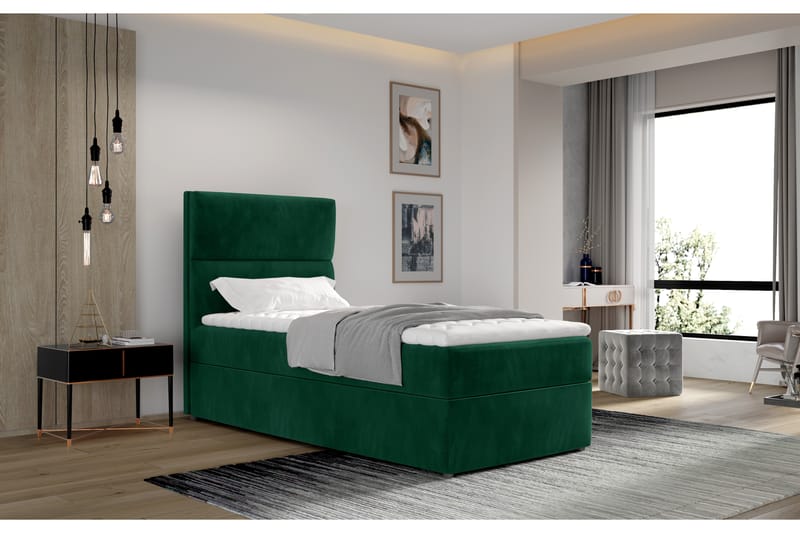 Arcore Förvaringssäng 90x200cm Vertikal Söm - Grön - Sängar med förvaring - Enkelsäng med förvaring