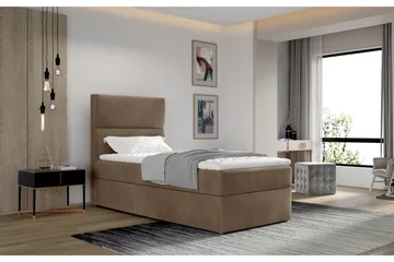 Arcore Förvaringssäng 90x200cm Vertikal Söm - Ljusbrun - Möbler - Säng - Sängar med förvaring