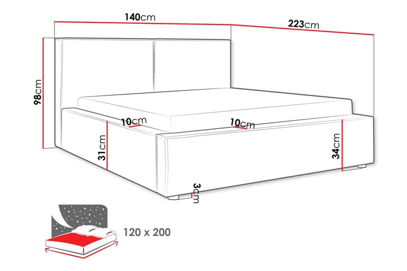 Bizantine Förvaringssäng 120x200 cm - Grå - Möbler - Säng - Sängar med förvaring