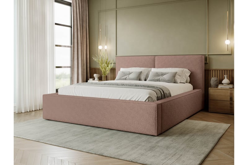 Bizantine Förvaringssäng 200x200 cm - Rosa - Möbler - Säng - Sängar med förvaring