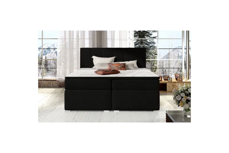 Boxspring Eltap Bolero, Sawana 14, Svart, 140x200 cm