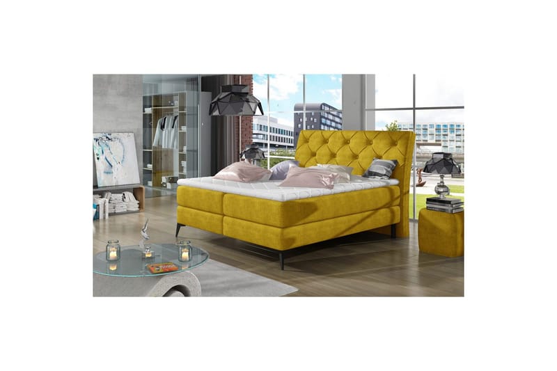 Boxspring Eltap Laos, Omega 68, Gul, 140x200 cm
