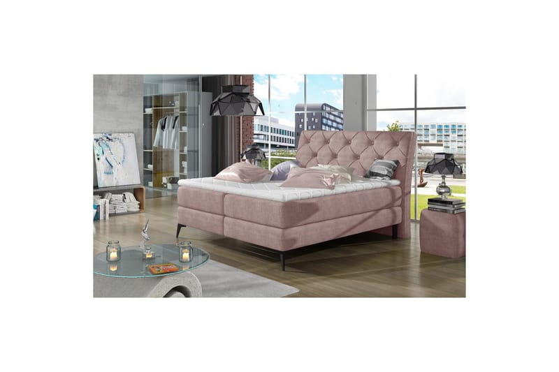 Boxspring Eltap Laos, Omega 91, Rosa, 160x200 cm