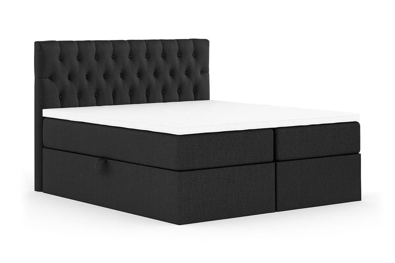Boxy Box Bed 160x200 cm - Svart/Grå - Komplett sängpaket - Sängar med förvaring