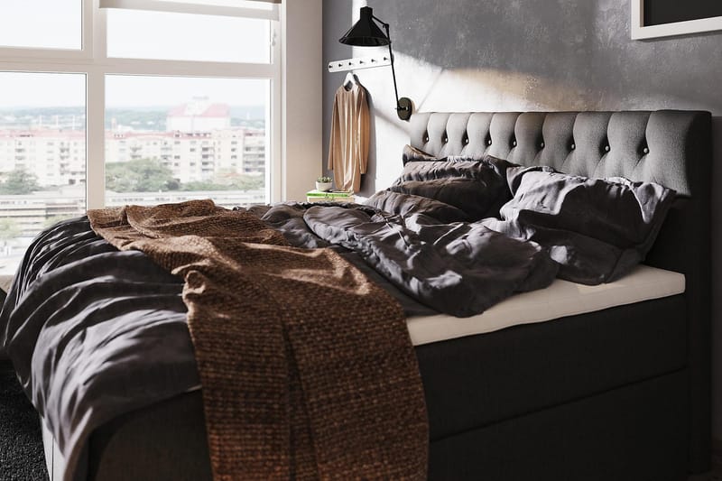 Boxy Box Bed 160x200 cm - Svart/Grå - Möbler - Säng - Komplett sängpaket