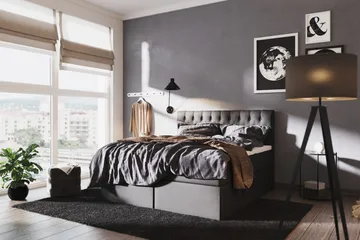 Boxy Box Bed 160x200 cm - Svart/Grå - Möbler - Säng - Sängar med förvaring