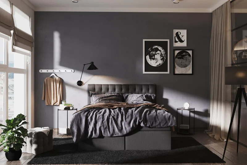 Boxy Komplett Sängpaket Box Bed 120x200 cm - Svart/Grå - Möbler - Säng - Ramsäng