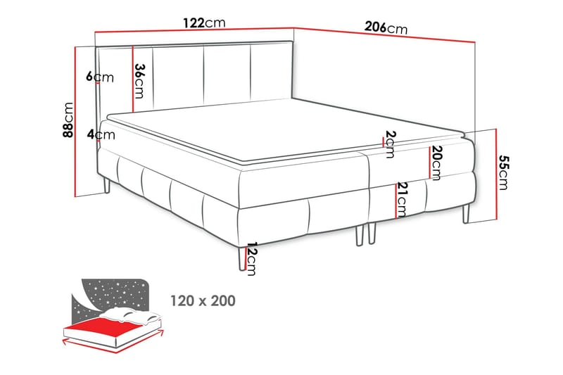 Celestine Förvaringssäng 120x200 cm - Vit - Möbler - Säng - Sängar med förvaring