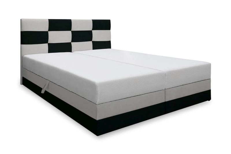 Chess Säng 180x200 med Förvaring - Svart/Beige - Komplett sängpaket - Sängar med förvaring - Dubbelsäng