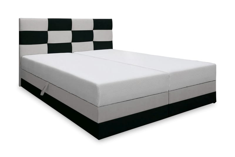 Chess Sängpaket 140x200 med Förvaring - Svart/Vit - Komplett sängpaket - Sängar med förvaring - Dubbelsäng