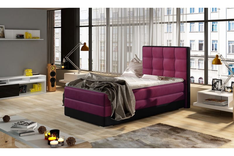 Damion Förvaringssäng 90x200cm Vänster - Röd|Svart - Möbler - Säng - Sängar med förvaring