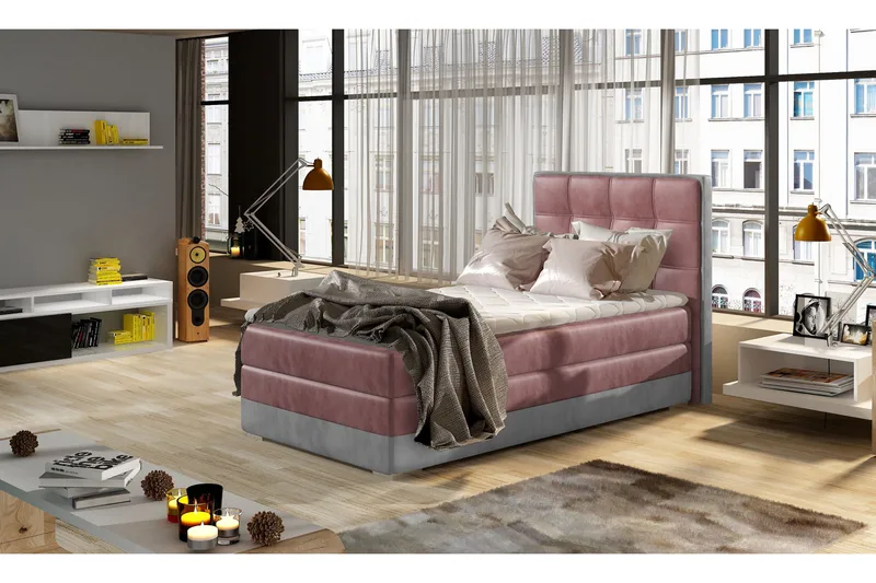 Damion Förvaringssäng 90x200cm Vänster - Rosa|Grå - Möbler - Säng - Sängar med förvaring