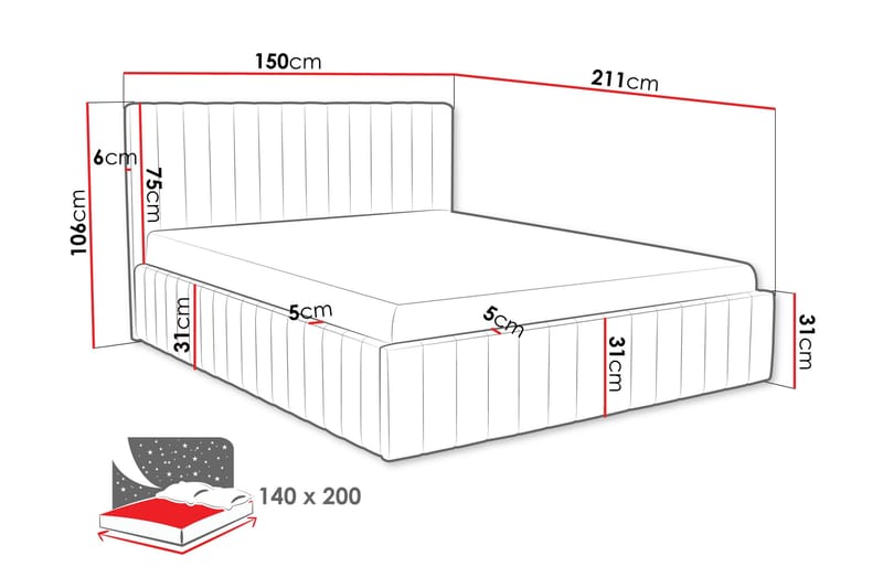 Desio Förvaringssäng 140x200 cm - Grön - Möbler - Säng - Sängar med förvaring