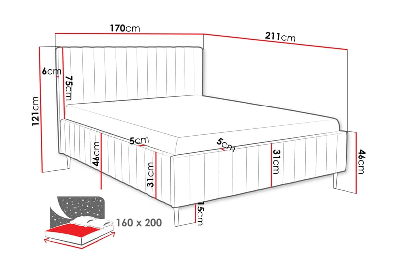 Desio Förvaringssäng 160x200 cm - Brun - Möbler - Säng - Sängar med förvaring