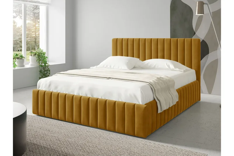 Desio Förvaringssäng 160x200 cm - Gul - Möbler - Säng - Sängar med förvaring