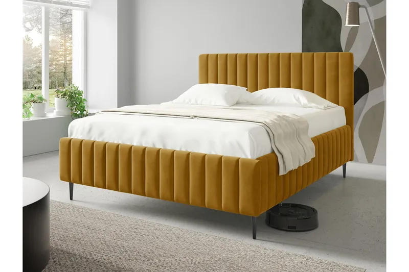 Desio Förvaringssäng 160x200 cm - Gul - Möbler - Säng - Sängar med förvaring