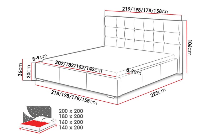 Dolores Förvaringssäng & madrass 223x158x106 cm - Vit - Komplett sängpaket - Sängar med förvaring