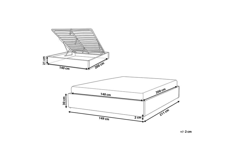Dubbelsäng Dinan med lamellram Vit, 140x200 cm - Vit, 140x200 cm - Möbler - Säng - Sängar med förvaring