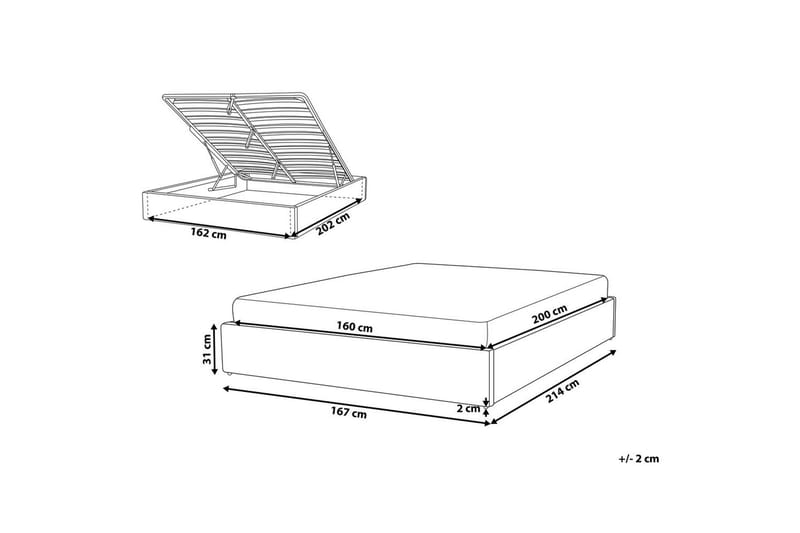 Dubbelsäng Dinan med lamellram Vit, 160x200 cm - Vit, 160x200 cm - Möbler - Säng - Sängar med förvaring