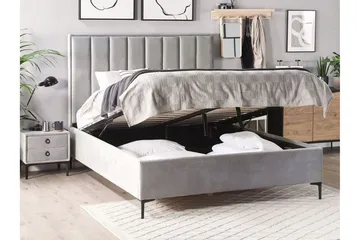Dubbelsäng med förvaring 140x200 cm grå SEZANNE - Grå - Möbler - Säng - Sängar med förvaring