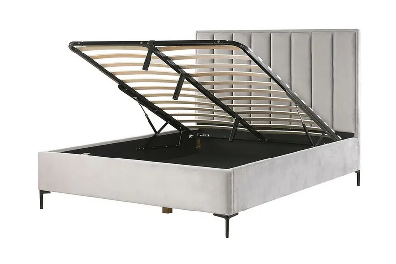 Dubbelsäng med förvaring 140x200 cm grå SEZANNE - Grå - Möbler - Säng - Sängar med förvaring