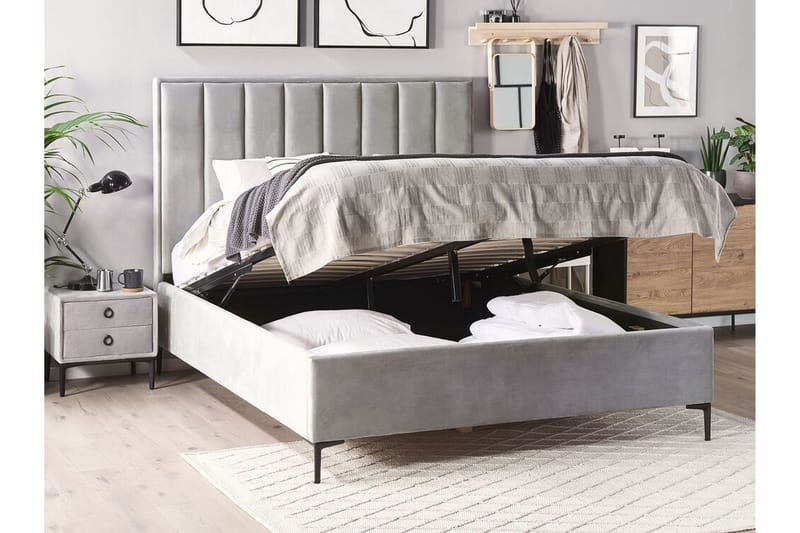 Dubbelsäng med förvaring 180x200 cm SEZANNE - Grå - Möbler - Säng - Sängar med förvaring