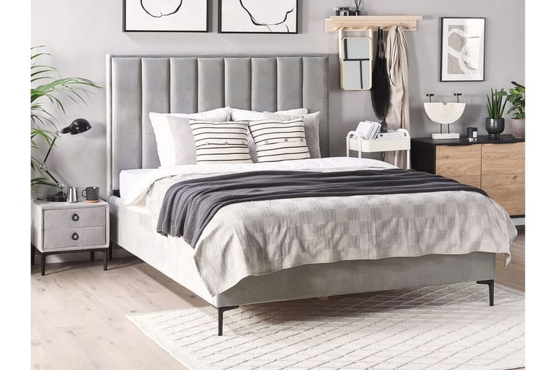 Dubbelsäng med förvaring 180x200 cm SEZANNE - Grå - Möbler - Säng - Sängar med förvaring