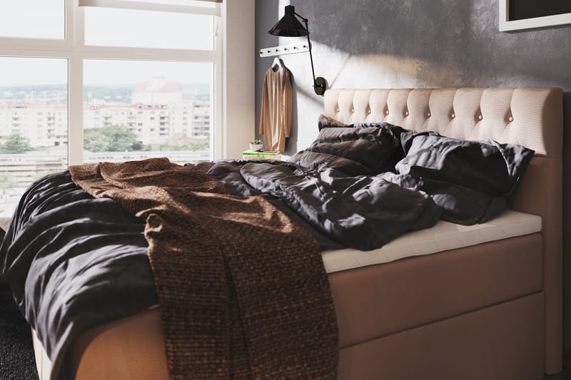 Boxy Box Bed 160x200 cm - Beige - Möbler - Säng - Sängar med förvaring - Dubbelsäng med förvaring